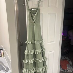 Green Ruffled Maxi Dress